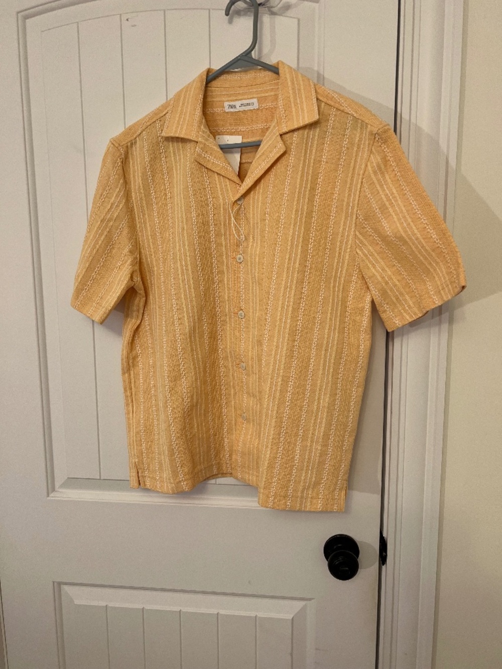 Zara Striped Short-Sleeve Camp Shirt